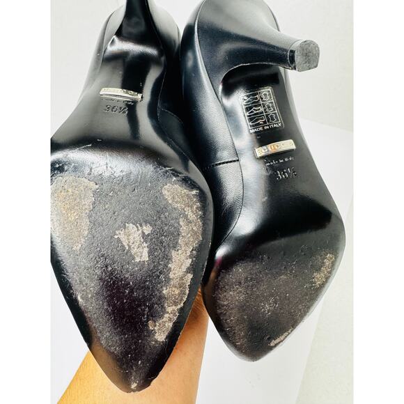 GUCCI Black Leather Crystal Embellished Ankle Strap Pointed Toe Pump Heel EU36.5 - Picture 10 of 13